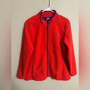 Lands’ End Women's Grid Fleece Full Zip Jacket Size Large (14-16) Orange